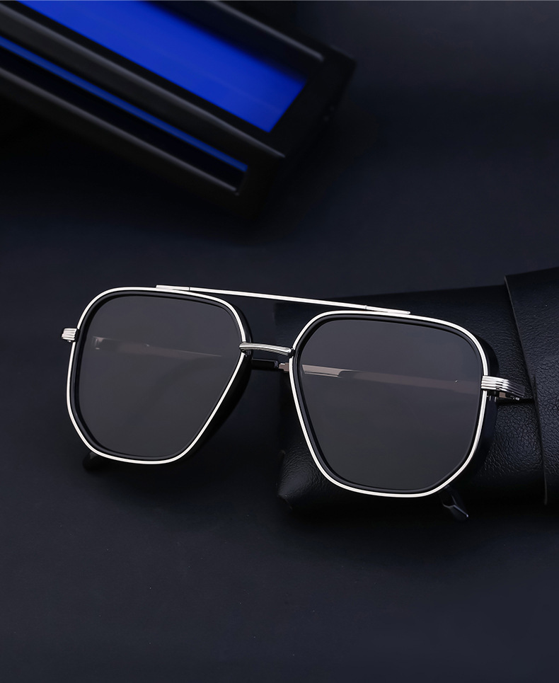 2024 Nieuwe modetrend Casual veelzijdige Europese en Amerikaanse punkstijl zonnebril voor heren Retro Box-zonnebril voor heren_voghion.com