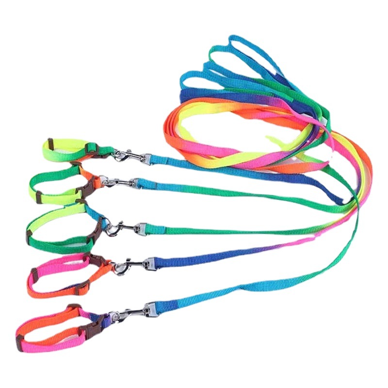 En stock cuerda de tracción de cuerda plana colorida perros medianos y grandes suministros para mascotas cuerda de perro Cadena de perro correa de pecho de peluche al por mayor
