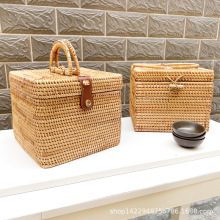 越南秋藤天然纯手工藤编收纳箱 茶道配件收纳箱物品收纳整理