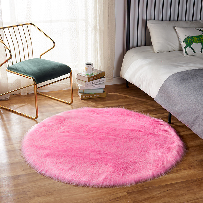 Alfombra de peluche larga dormitorio redondo chica silla mecedora silla de computadora mantas de lana nórdico alfombra de armario image 15