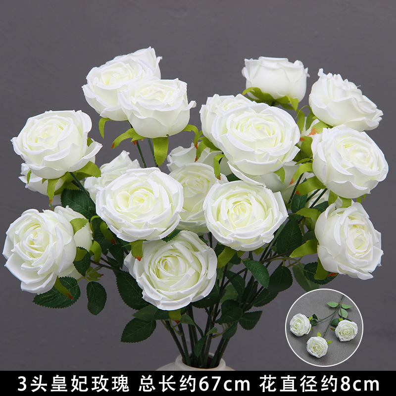 Bodas de flores de seda de imitación blanca flores falsas decorativas floral sala de bodas floral hogar ramo único camino de introducción de flores