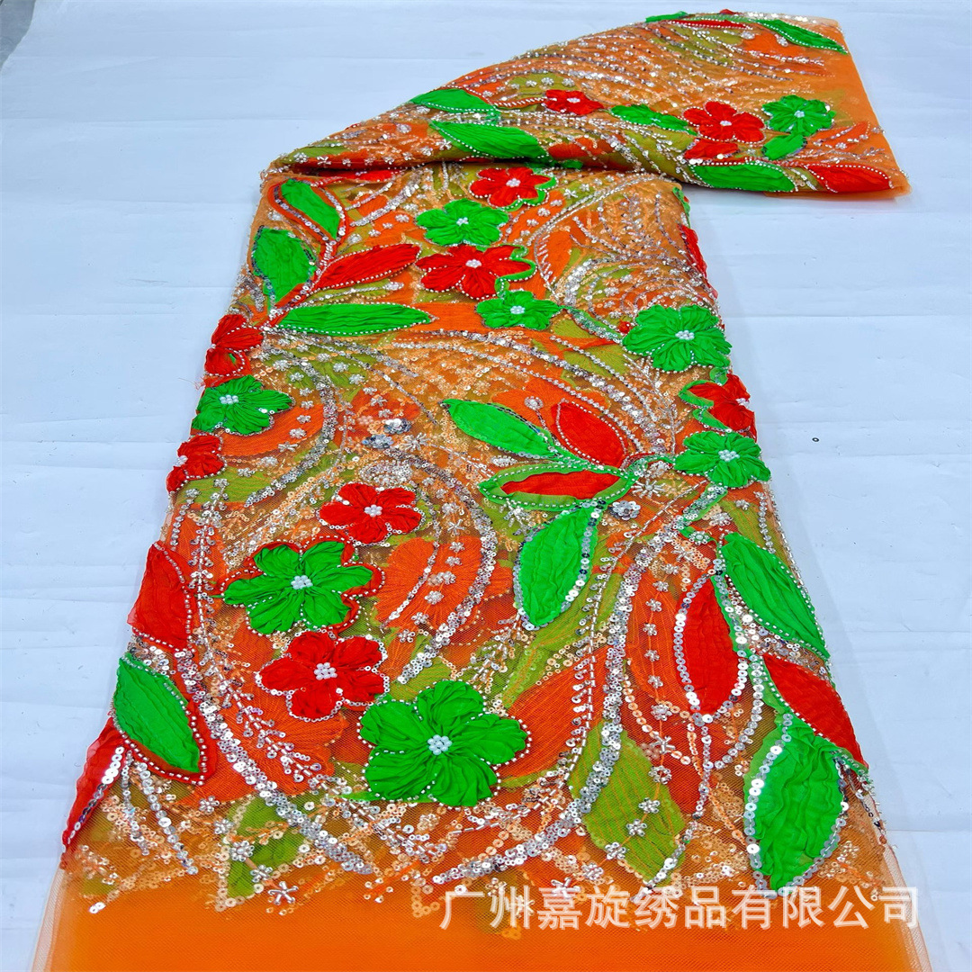 África Vietnam vestido de boda vestido de espectáculo vestido de boda con cuentas roscas bordadas de paleta tela de bordado encaje vestido de boda