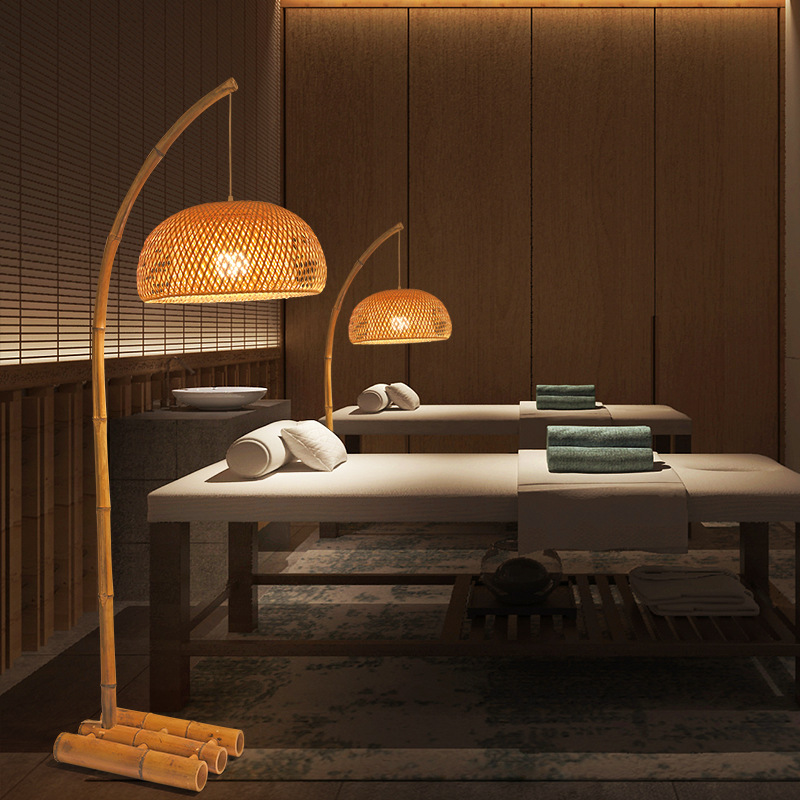 Nueva atmósfera de sala de estar de estilo chino, dormitorio Zen, restaurante de hotel, salón de té B&B de estilo japonés, lámpara de pie antigua medieval wabi-sabi