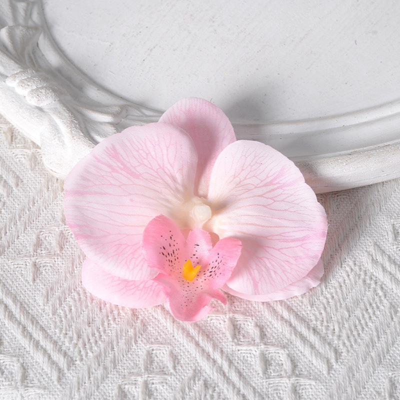 Película blanca Phalaenopsis flor cabeza pétalo simulación flor accesorios tocado horquilla diy flor decorativa de boda hecha a mano