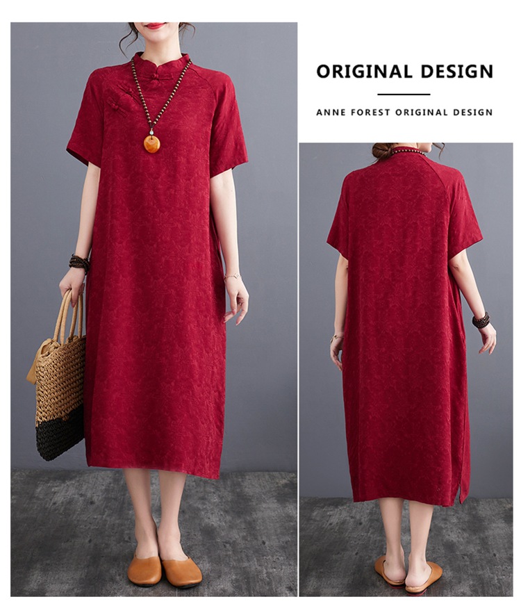 Plus-size Linen Muslim Dress With Button-up Detail And Vintage Style_voghion.com