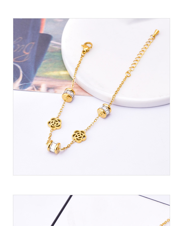 9g Weight Zircon Inlay Material Bracelets Classification 1 Piece Quantity Fashion Flower Titanium Steel Inlay Zircon Bracelets 1 Piece