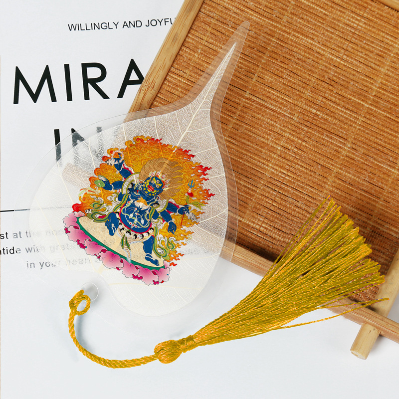 Cultura de la hoja Bodhi Marcadores conmemorativos de venas de hojas Marcadores de hojas de estilo chino clásico creativo Marcadores de metal Sakyamuni