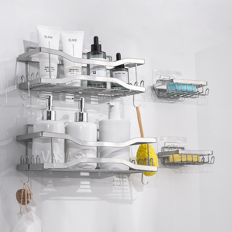 Nuevo estante de baño sin perforación estante de almacenamiento de baño de lujo ligero estante de acabado de artículos de tocador de pared grande