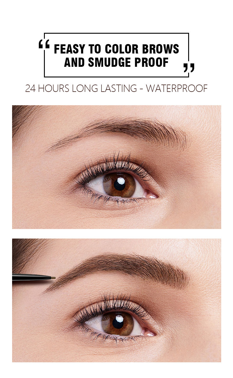 Langmanni dual-head rotatable eyebrow pencil, 1.5mm fine wild eyebrow pencil with eyebrow brush for easy coloring Item Picture