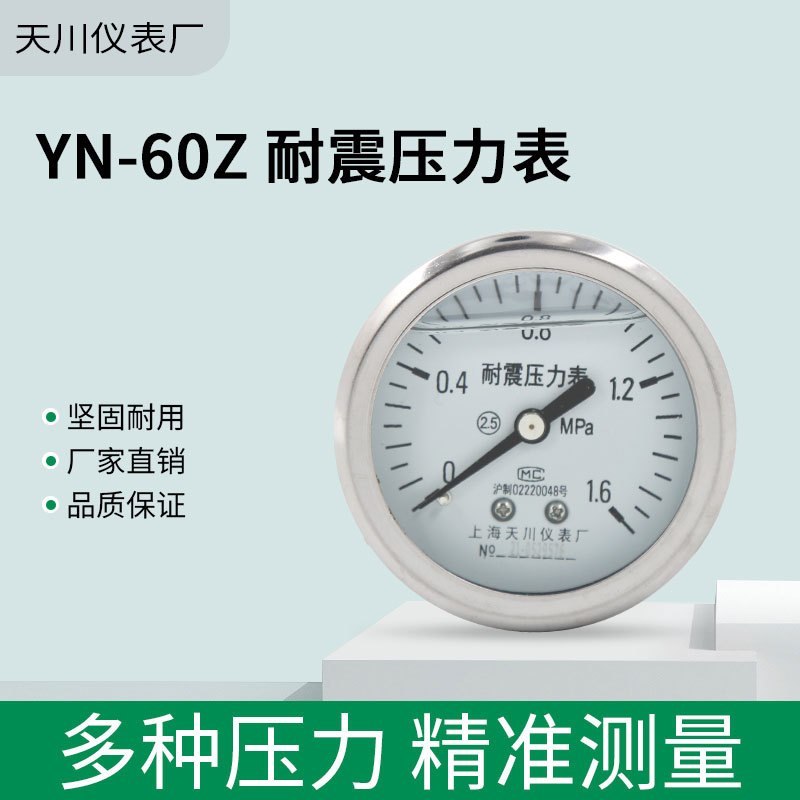 YN-60Z轴向不带边耐震压力表 背出式抗震油压表 液压表YN60Z