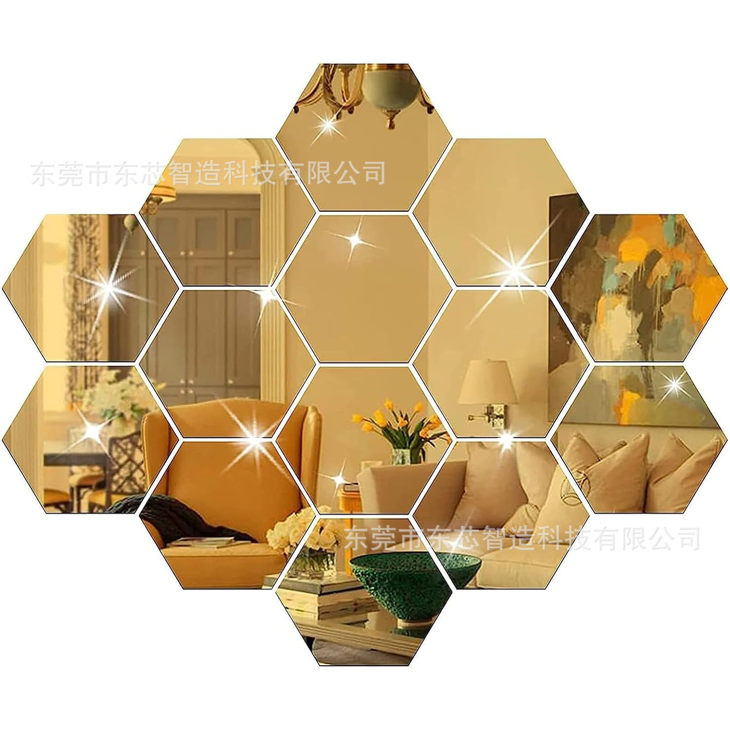 Espejo de pared autoadhesivo hexagonal acrílico sala de estar pasillo escalera decoración 3D papel pintado estereoscópico espejo adhesivo