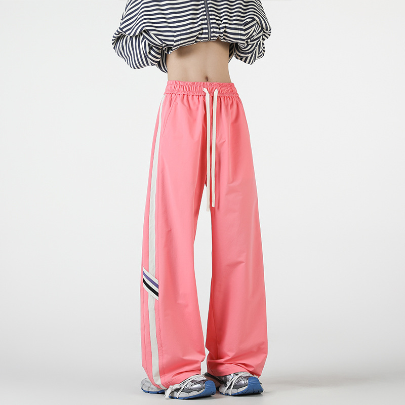 Pantalon rayé style américain pour homme, nouveau modèle printemps-automne 2025, marque tendance, élégant et décontracté, coupe droite ample._voghion.com