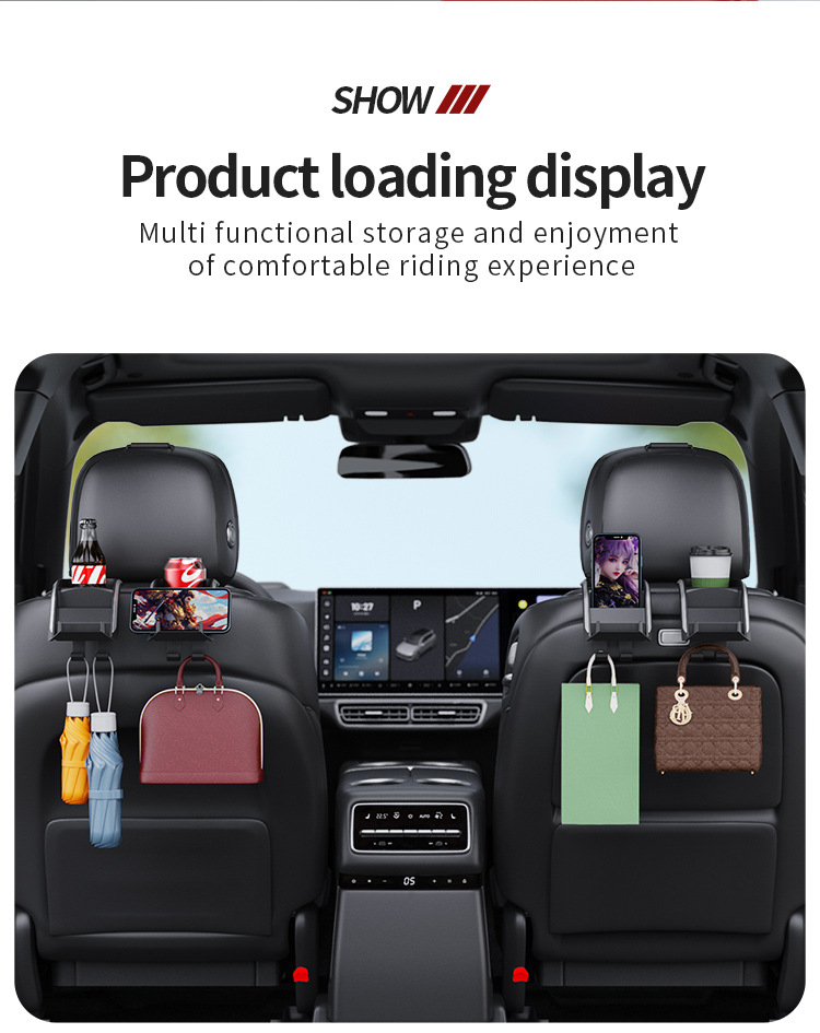Cross-border car rear seat water cup holder car multifunctional hook car beverage holder car seat mobile phone holder