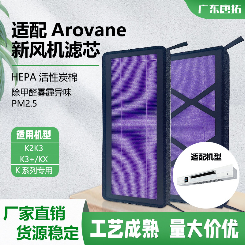 适配Arovane 新风机滤芯空气净化滤网HEPA12通用K2K3/K3+/KX型号