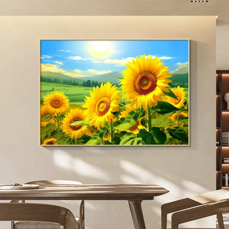 Sunrise Oriental Decorative Painting Modern Accessible Luxury Restaurant Hanging Painting High-End Sunflower Mural Small Size Desktop Painting