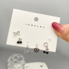 Earrings, set from pearl, suitable for import, four-leaf clover, European style, wholesale