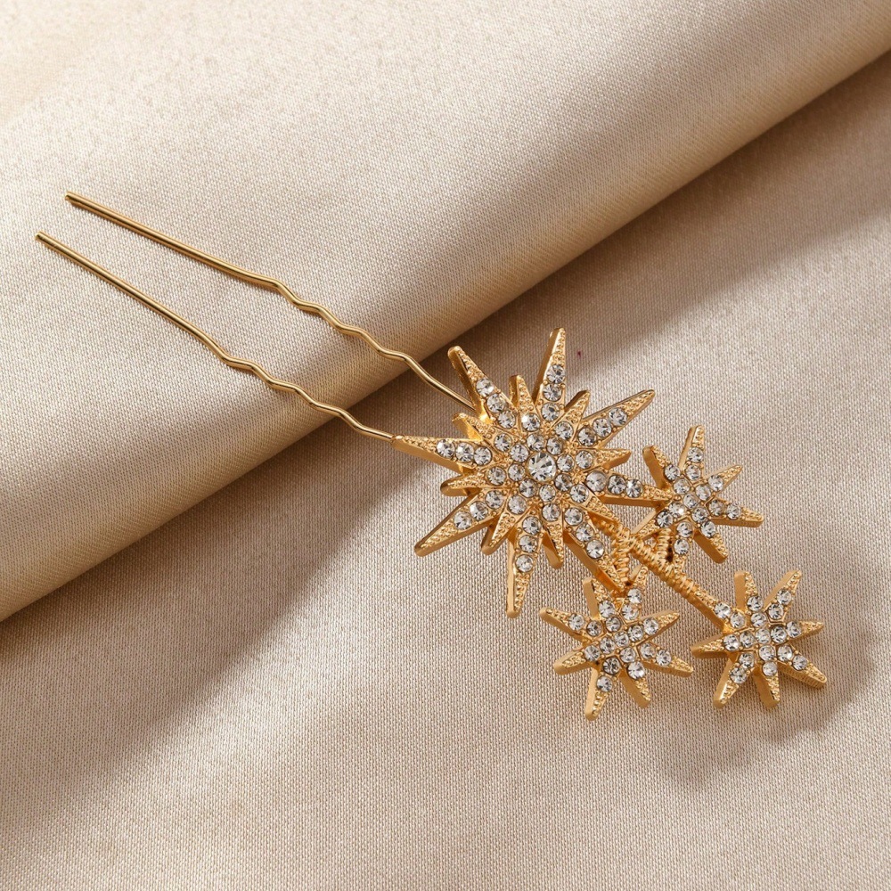 Nuevo conjunto creativo de todo fósforo combinación de accesorios para el cabello, luna geométrica simple, estrella, horquilla de diamantes, accesorios para la cabeza de novia femenina