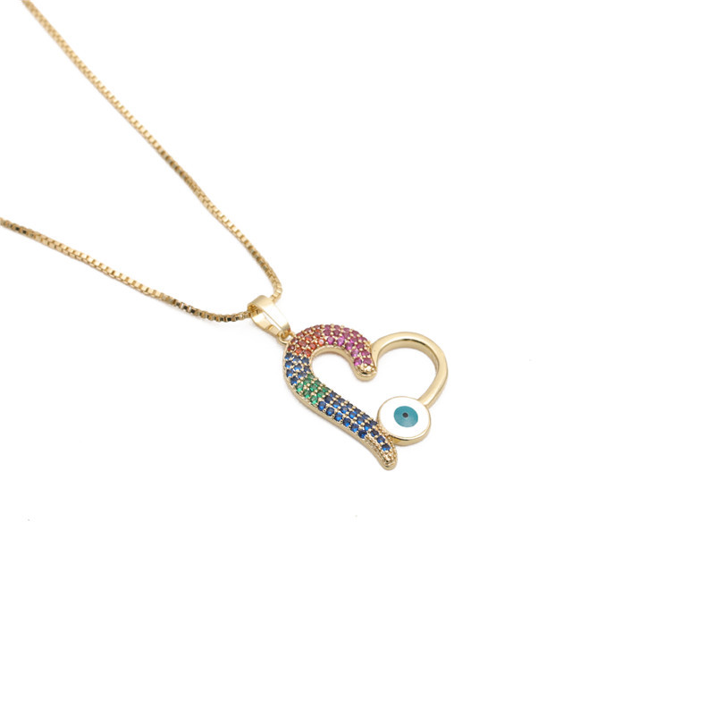 Micro-inlaid Zircon Heart Necklace display picture 4