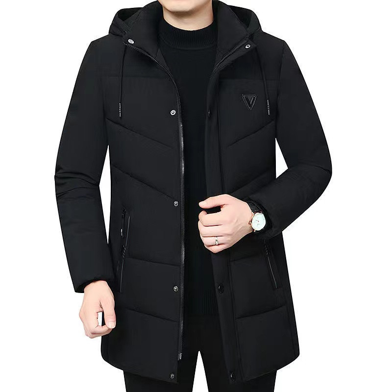 (2개) 새로운 남성의 따뜻한 면화 재킷 할아버지 아빠 겨울 코트 중년 및 노인 남성 두꺼운 플러스 사이즈 면화 패딩 재킷