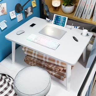 High and large computer desk for bed dormitory foldable small table desk student bedroom floor simple home