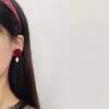 Retro burgundy earrings contains rose, winter ear clips, mosquito coil