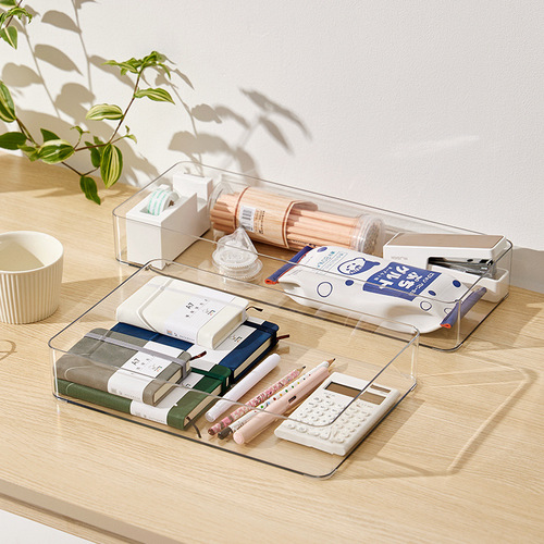 Japanese-style desktop drawer storage box separates kitchen tableware and stationery organizer small box transparent plastic partition artifact