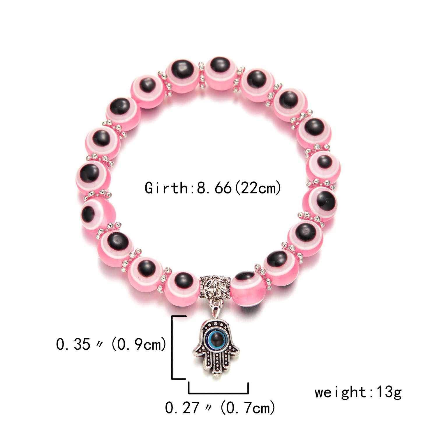 Ethnic New Palm Hollow Blue Eyes Beaded Pendant Elastic Bracelet Couple's Jewelry display picture 2