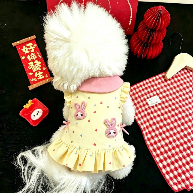 Dog Clothes for Spring and Autumn, Sweet and Cute Flutter Sleeve Princess Dress for Teddy, Bichon, Yorkshire, and Small Dogs Dog Clothes for Spring and Autumn, Sweet and Cute Flutter Sleeve Princess Dress for Teddy, Bichon, Yorkshire, and Small Dogs