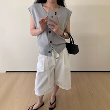 四季青意法2026春夏羊毛针织衫百搭休闲无袖马甲上衣女S125