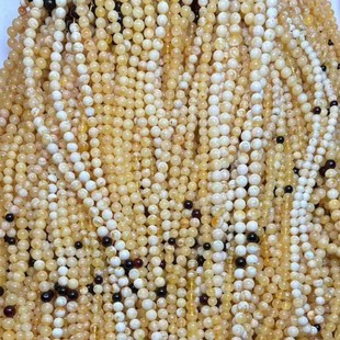 Factory direct natural raw ore amber beeswax white flower wax beads 108 beads live shop welfare