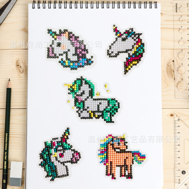 亚马逊5D儿童钻石画随意贴画 diy钻石画点钻贴纸 点钻贴画随意贴