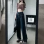 宽松高腰秋冬直筒牛仔裤