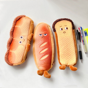 Emotional Bread Pencil Bag Cute Cartoon Toast Funny Girl Meng Creative Student Stationery Pencil Bag Student Supplies