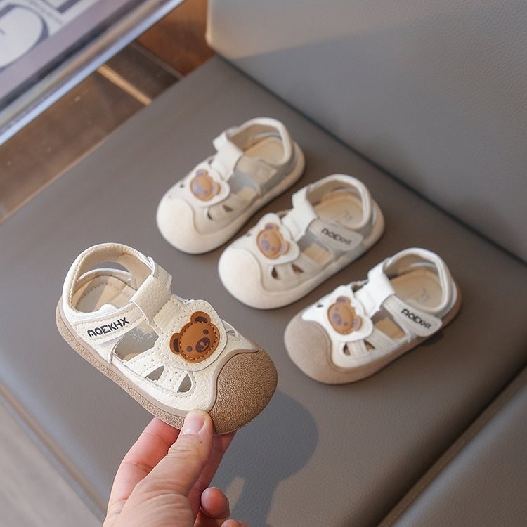 2025夏款包头宝宝凉鞋软底防滑小熊婴儿学步鞋韩版男童沙滩鞋童鞋