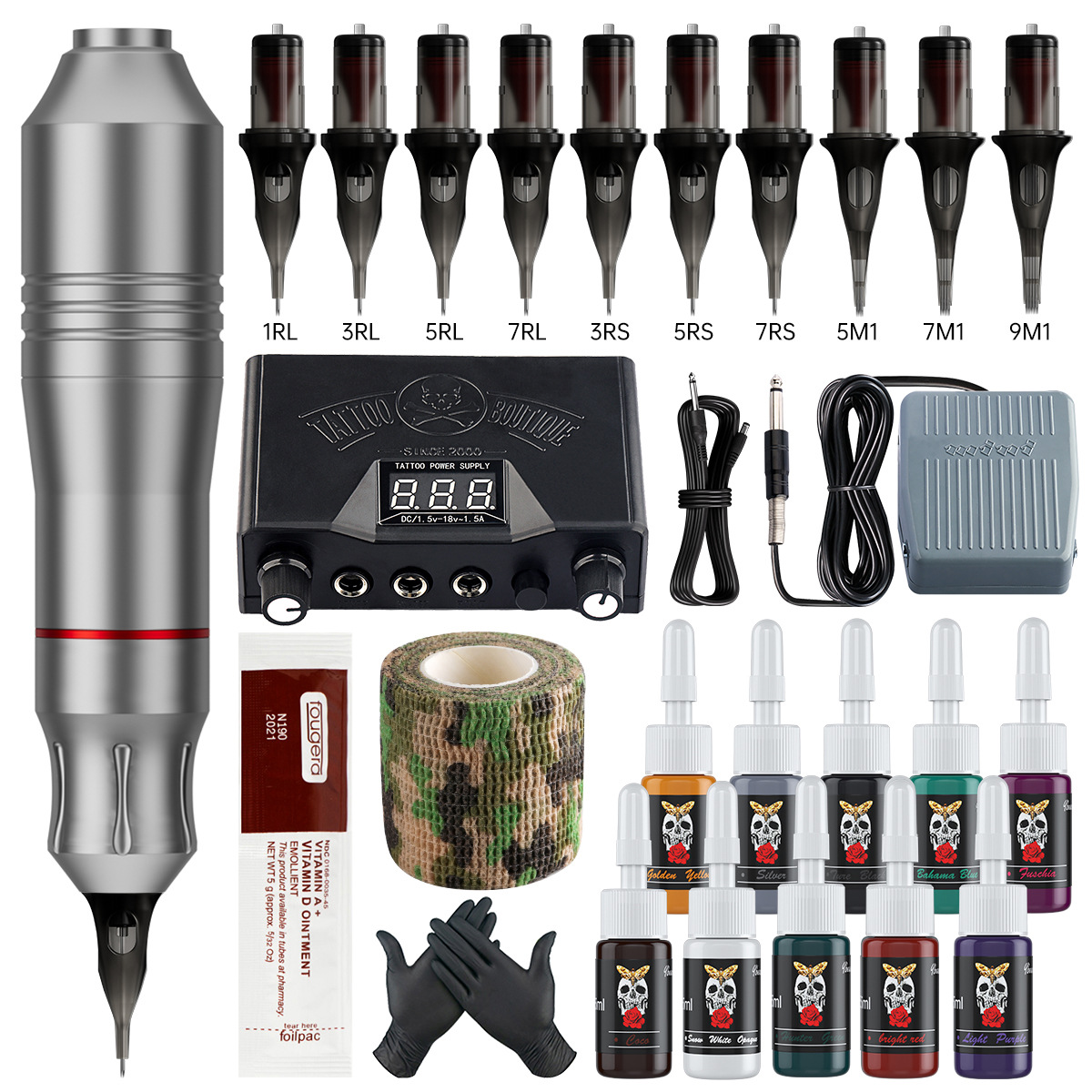 Traje de tatuaje caliente transfronterizo tatuaje pluma cubierta pluma tatuaje traje de máquina tatuaje todo en uno traje de máquina