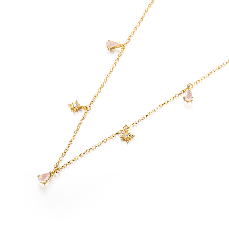 Women'S Gender Diamond Design Fashion Style 925 Sterling Silver Geometric Star Artificial Gemstones Necklace