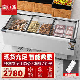 喜莱盛商用展示柜冷藏冷冻岛柜冰柜 大容量卧式冷冻展示柜