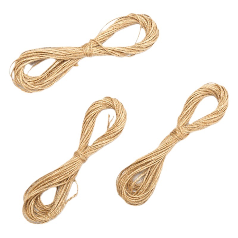 Retro hecho a mano yute color cuerda de cáñamo bricolaje decoración iluminación cuerda de cáñamo pequeño rollo al por mayor foto etiqueta de la pared completa