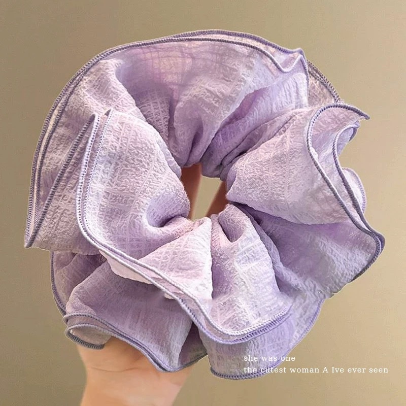 79# lavender purple seersucker 4-layer hair tie, approximately 16cm