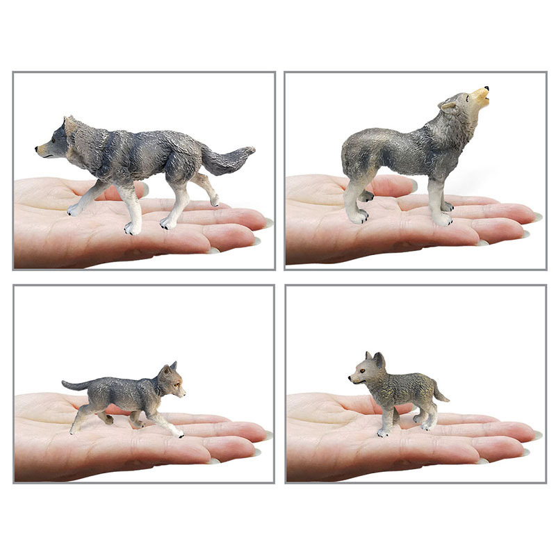 Simulación transfronteriza animal lobo siberiano rey modelo combinación Lobo Rey bebé Lobo macho hembra Lobo sólido juguete estático