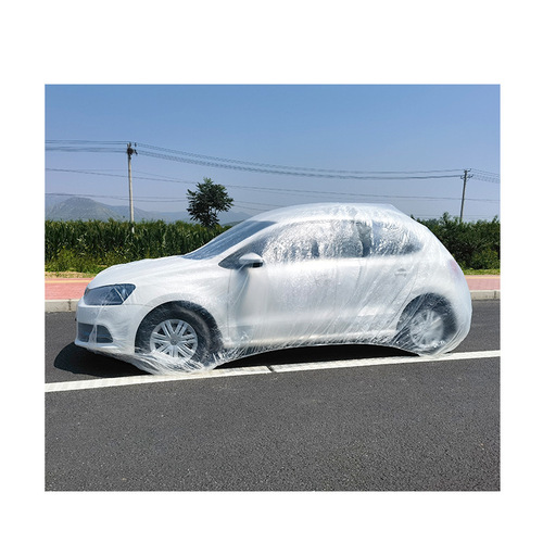 Thickened transparent disposable car cover Universal model rainproof full car cover PE plastic film dustproof car cover