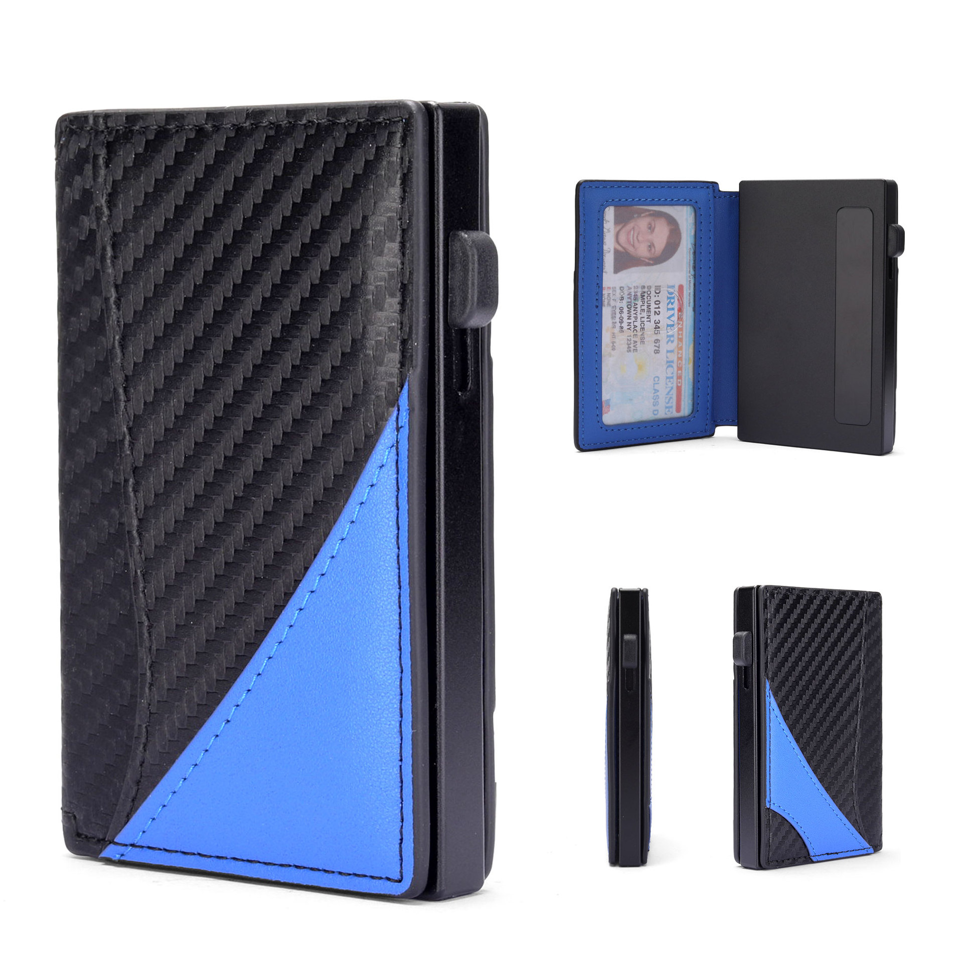 Amazon doble doble cubierta de cuero cartera de aleación de aluminio de aluminio antirrobo cepillo magnético bolsa de tarjetas de absorción multi-carjeta de almacenamiento cartera de hombre