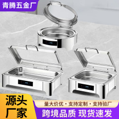 不锈钢智能触控自助餐炉可视玻璃翻盖保温炉液压酒店电加热布菲炉