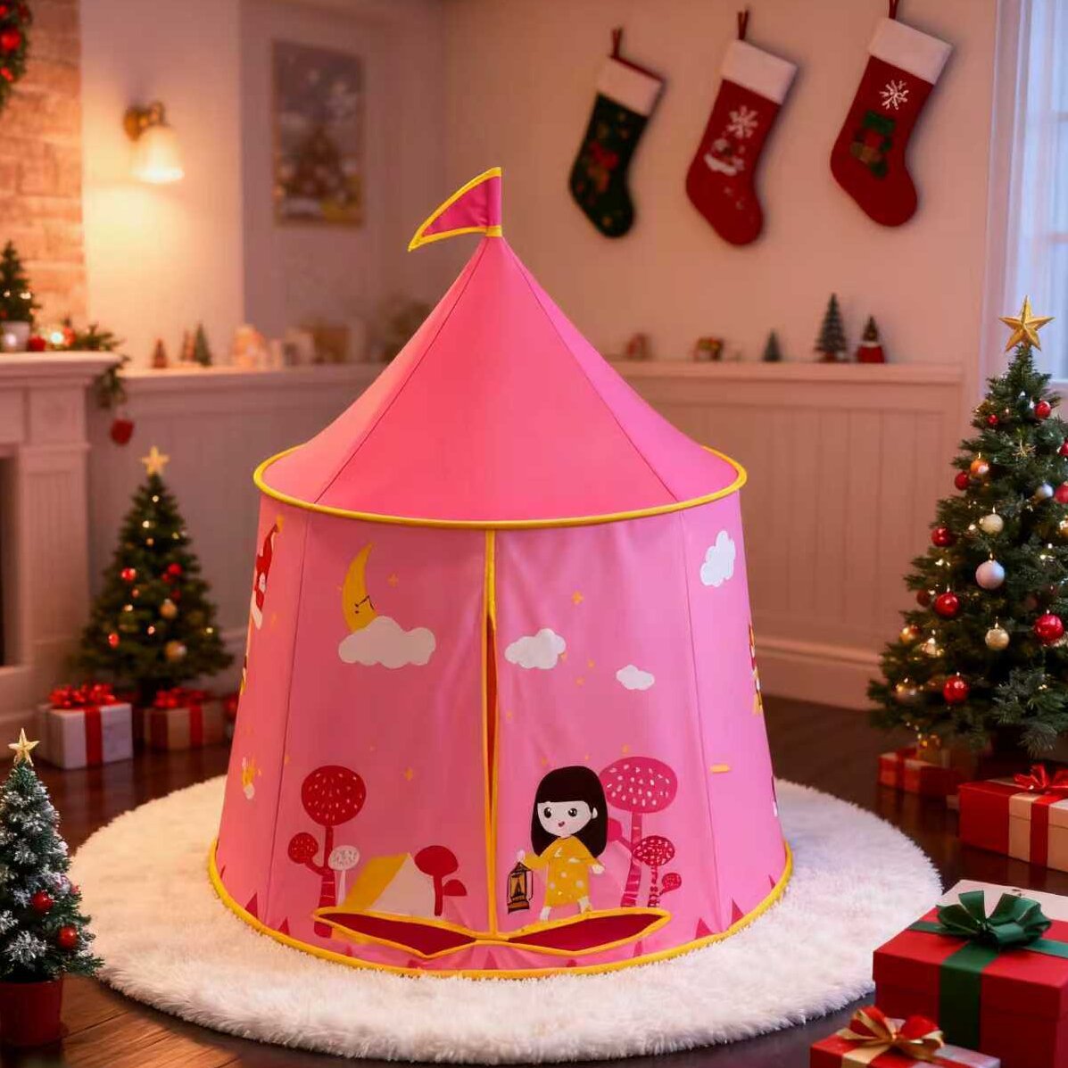 Procesamiento personalizado tienda de campaña para niños princesa castillo secreto casa de juegos bebé cama interior portátil pequeña tienda de campaña