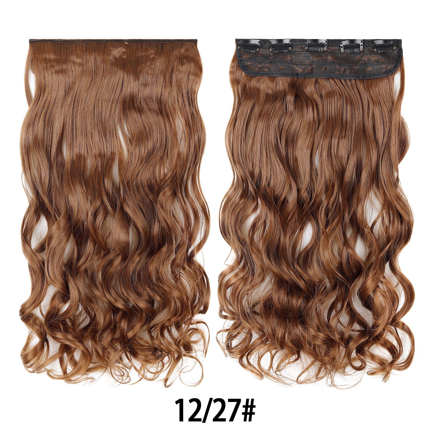 Extensión de Cabello de 5 Clips de 18 Pulgadas de Fibra de Alta Temperatura Rizado para Señoras