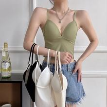 冰丝美背固定杯吊带小背心夏季性感无钢圈抹胸防走光内衣女士裹胸