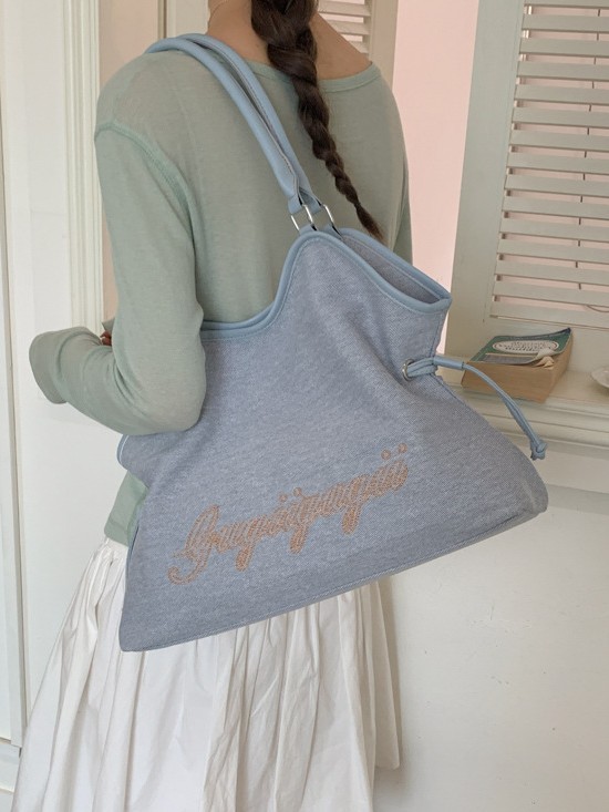 2026 nueva moda denim transfronteriza, bolsa de gran capacidad, bolsa de hombro de viaje casual coreana, mujer