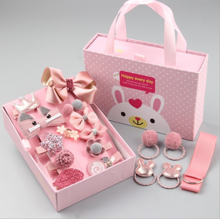Accesorios para el cabello de los niños traje de tocado de las niñas bebé Corea del Sur princesa niña horquilla 18-piece set bebé horquilla caja de regalo