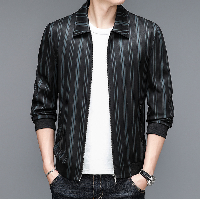 Men's Casual Lightweight Baseball Bomber Jacket With Lapel Collar_voghion.com