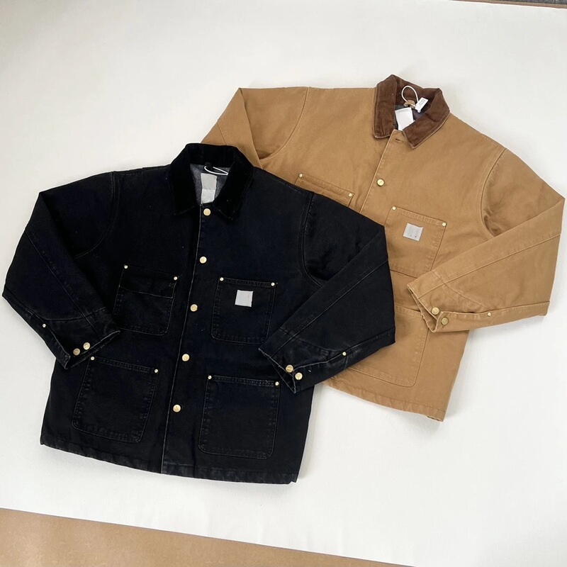 Heavyweight Car Michigan C01 Washed Vintage Distressed Hunting Jacket Barn-Style Canvas Workwear Trendy Coat